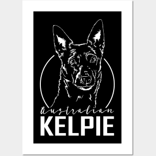 Australian Kelpie dog Portrait Posters and Art